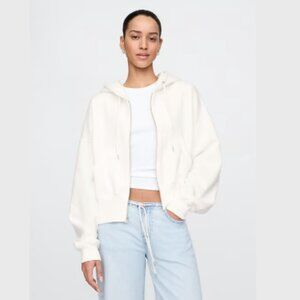 Gap Vintage Soft Full-Zip Wedge Hoodie in Off White (M) EXC Condition